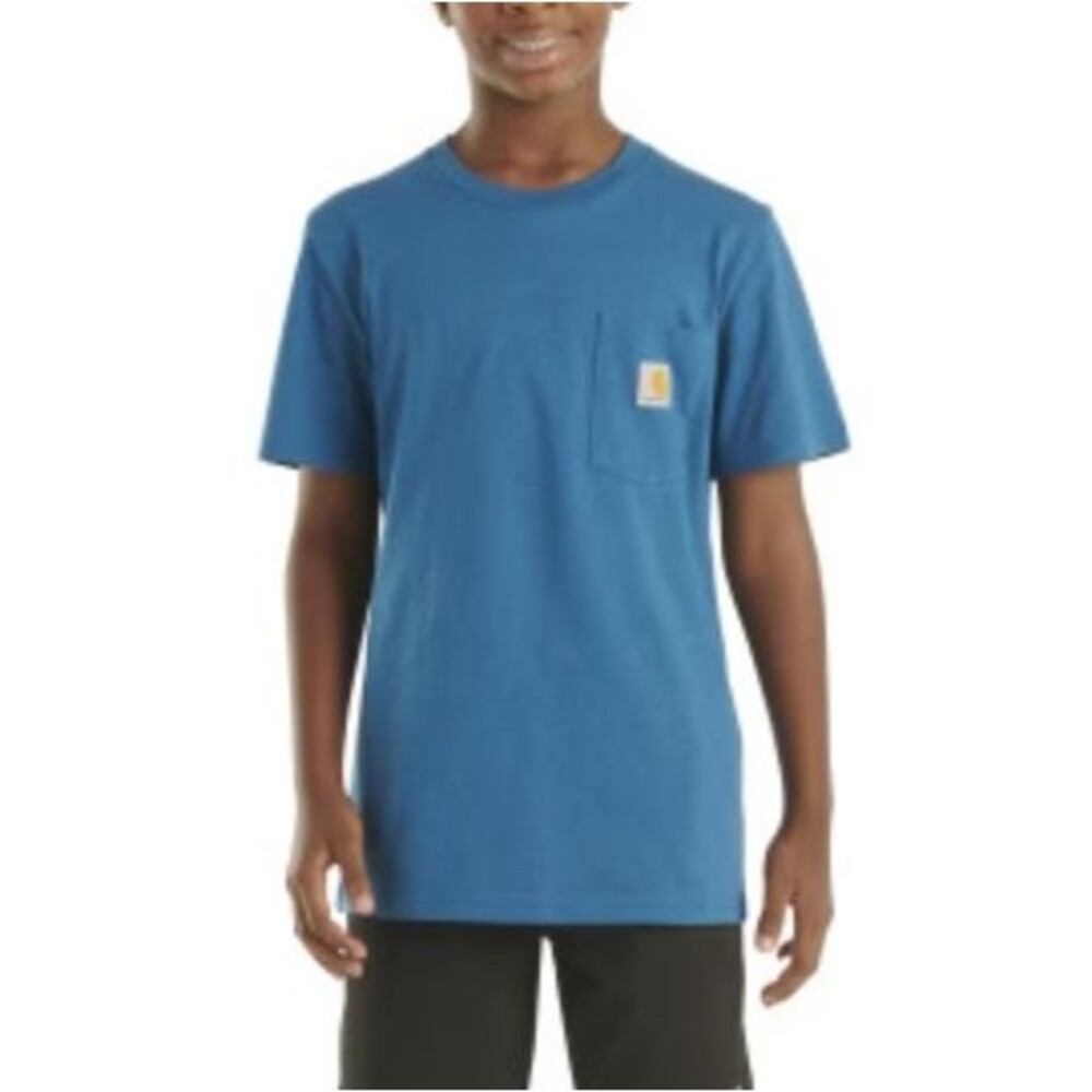 C103 Carhartt Boys Outdoor Graphic T-Shirt Short Sleeve Deep Lagoon Size M NWT